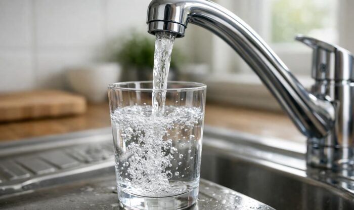 Glas mit Leitungswasser – Trinkwasser Deutschland